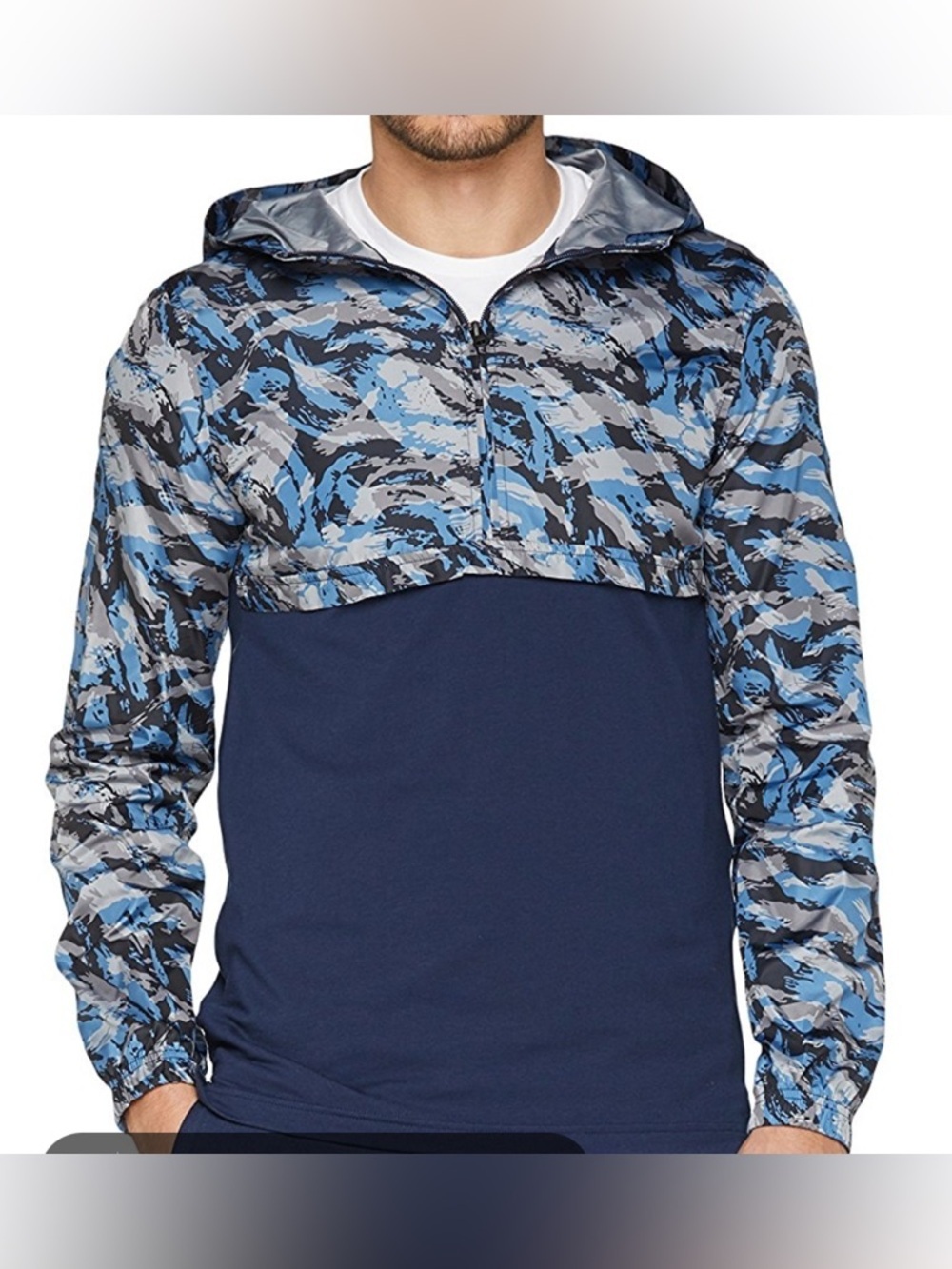 Under Armour Sportstyle Anorak hooded camo 1/2 half zip pullover for men large
